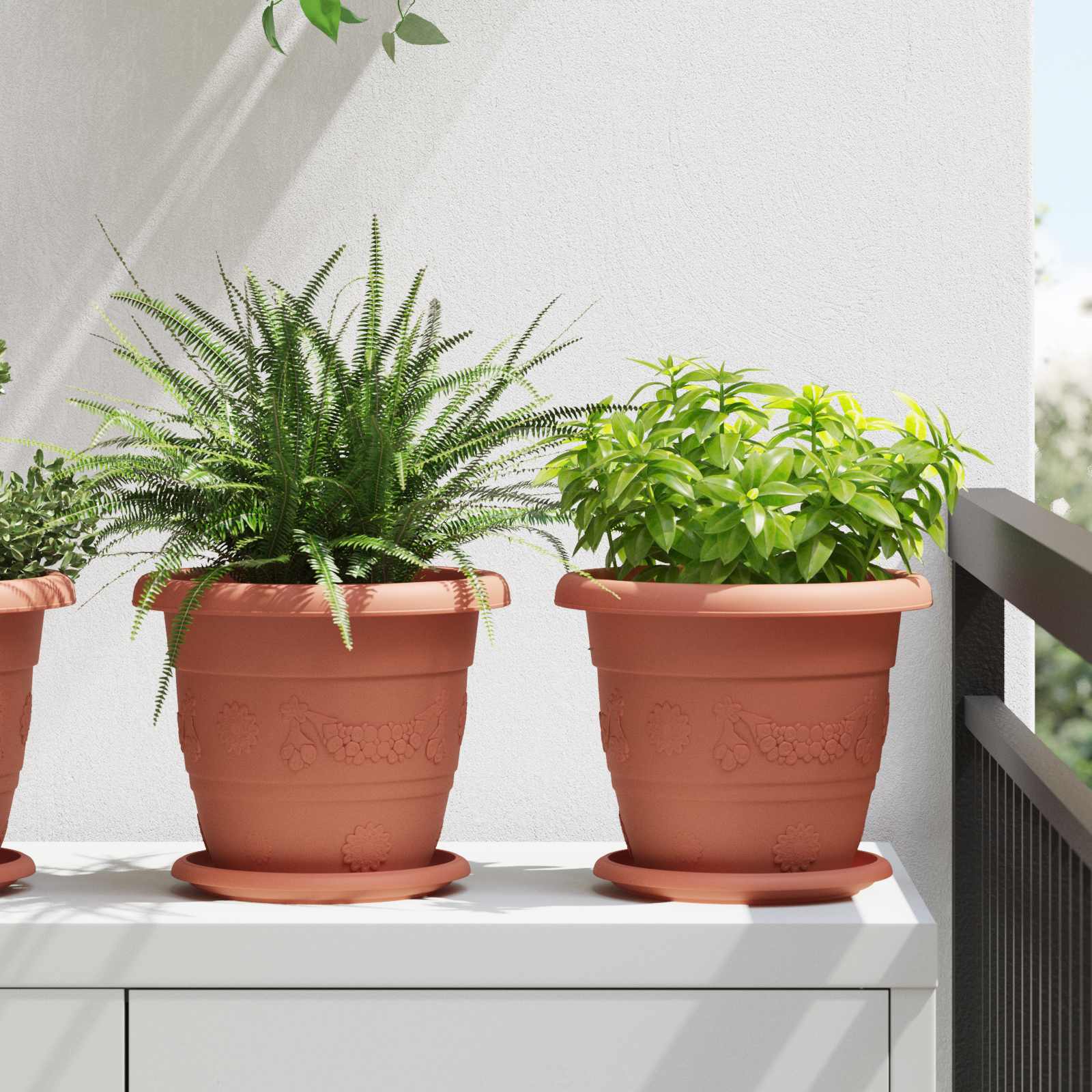 Saksije za biljke 6 pcs Crvena cigla Ø 22 x 18 cm Plastika