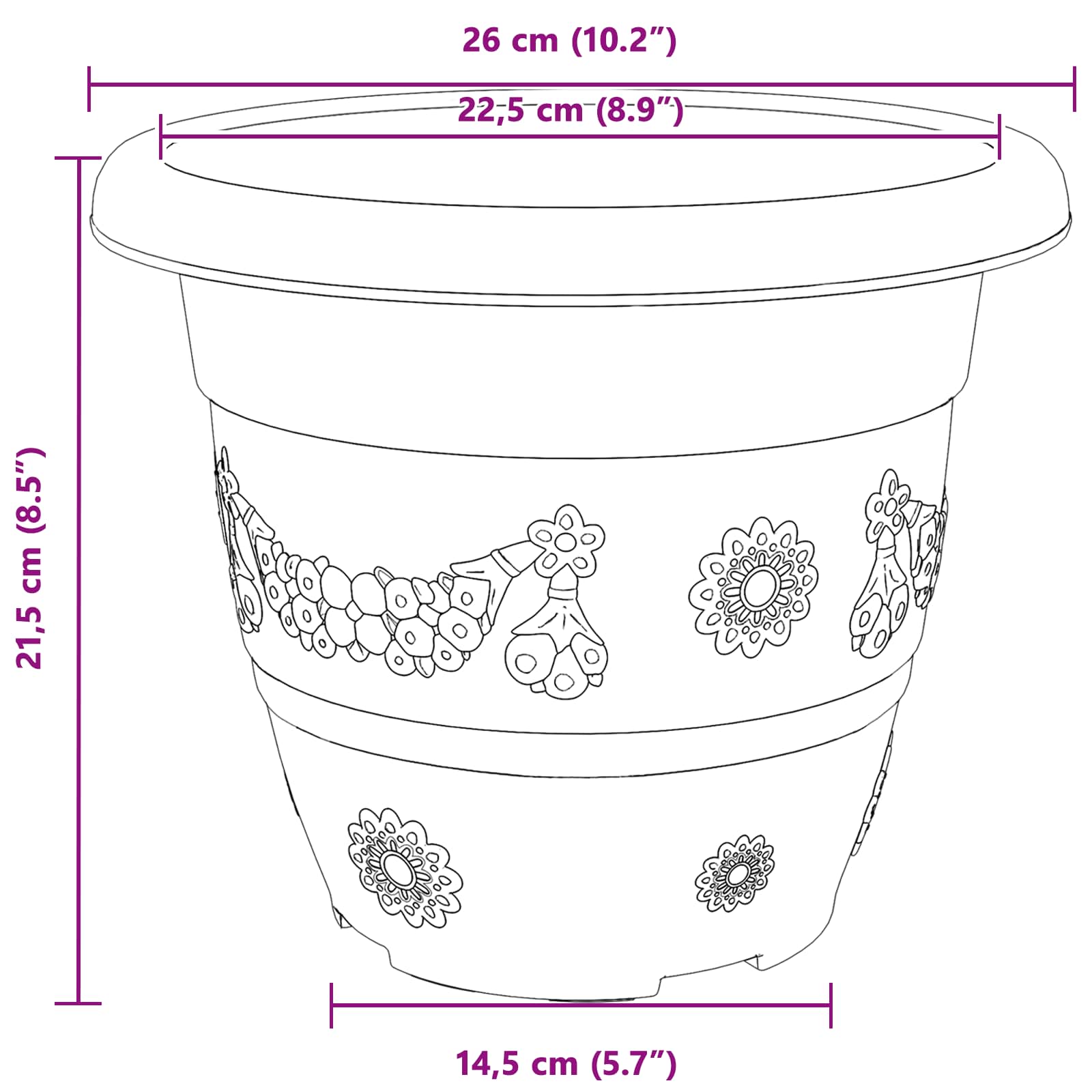 Saksije za biljke 24 pcs Crvena cigla Ø 26 x 21.5 cm Plastika
