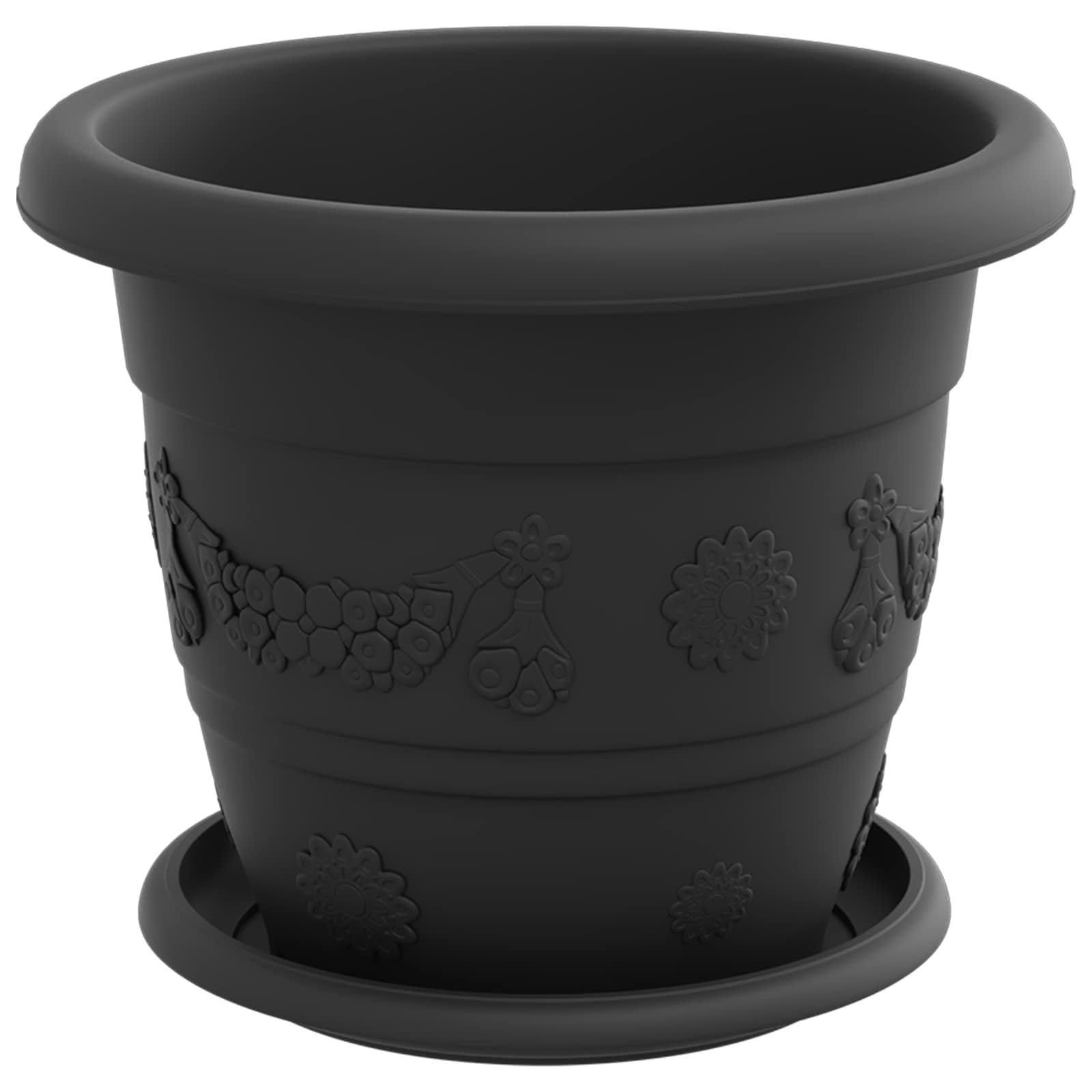 Saksije za biljke 24 pcs Crna Ø 22 x 18 cm Plastika