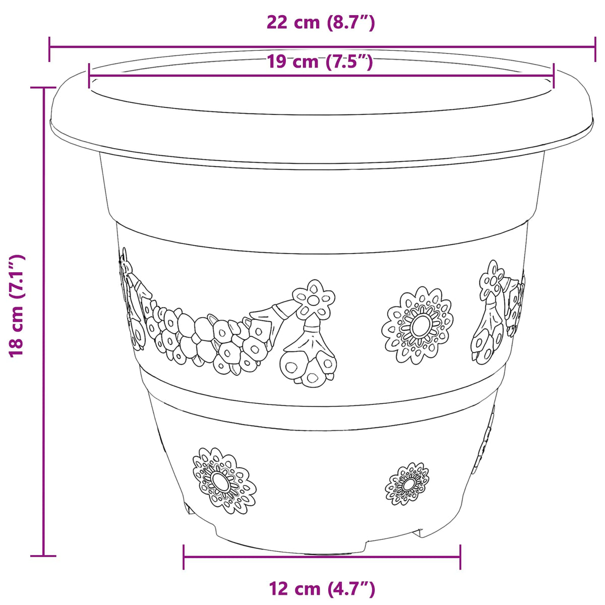 Saksije za biljke 24 pcs Crna Ø 22 x 18 cm Plastika