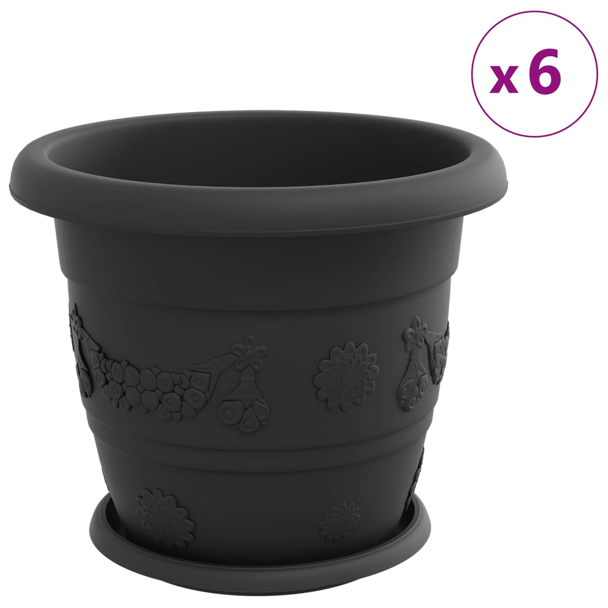 Saksije za biljke 24 pcs Crna Ø 30 x 25 cm Plastika
