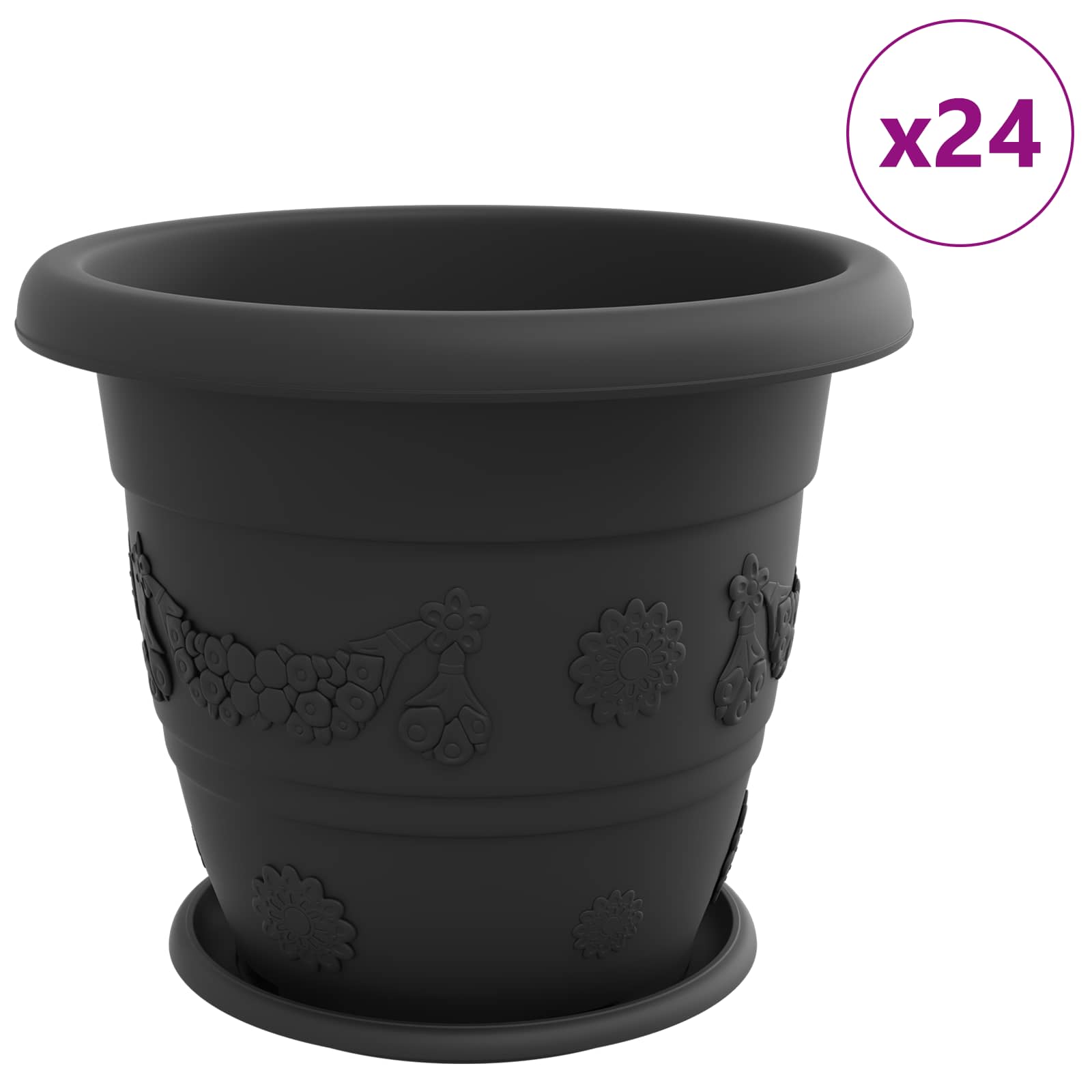 Saksije za biljke 24 pcs Crna Ø 39 x 32 cm Plastika