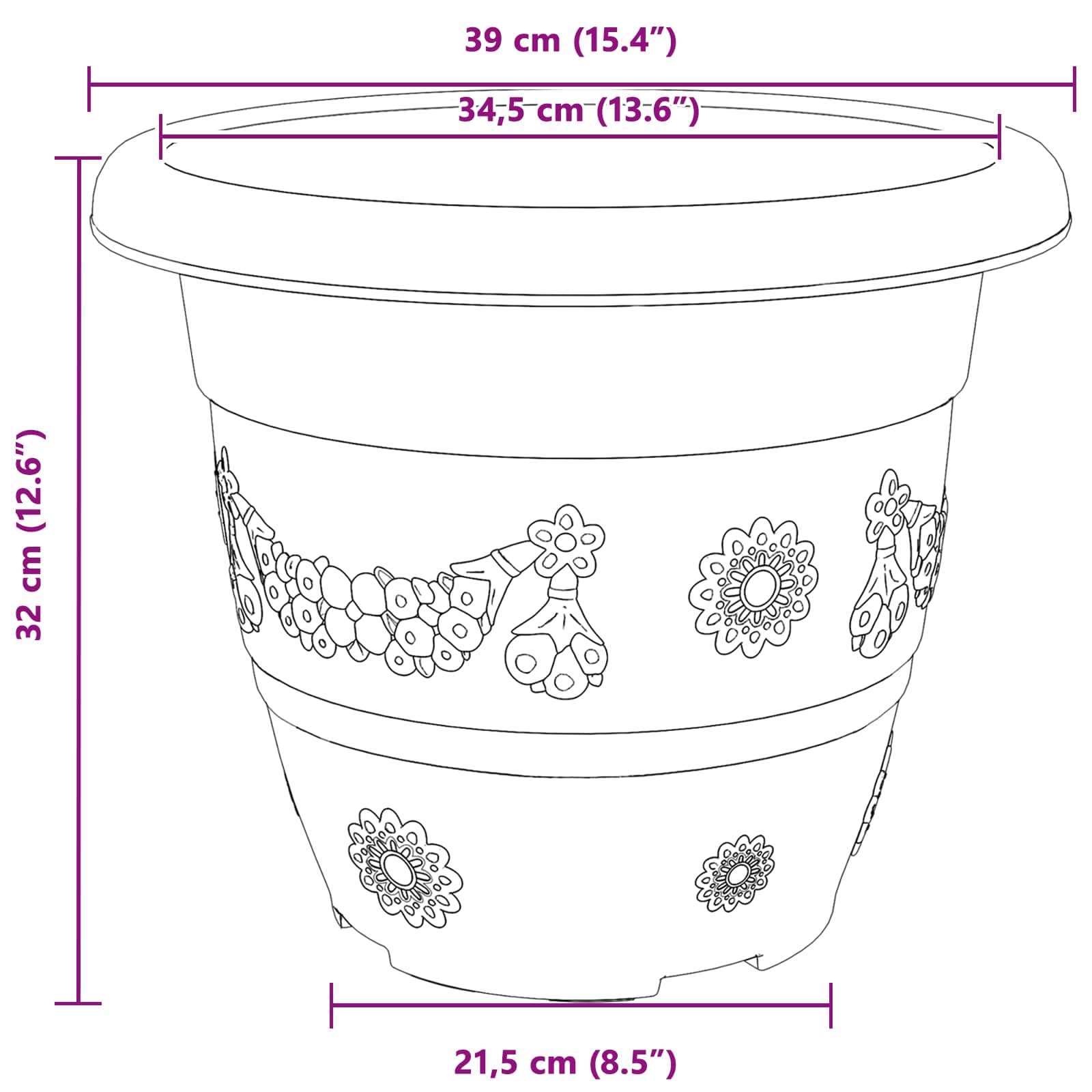 Saksije za biljke 24 pcs Crna Ø 39 x 32 cm Plastika