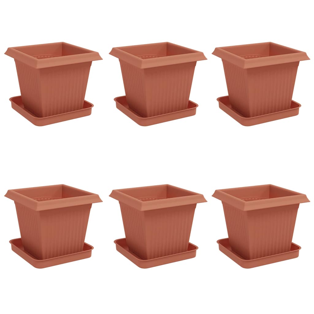 Saksije za biljke 6 pcs Crvena cigla 16 x 16 x 14 cm Plastika