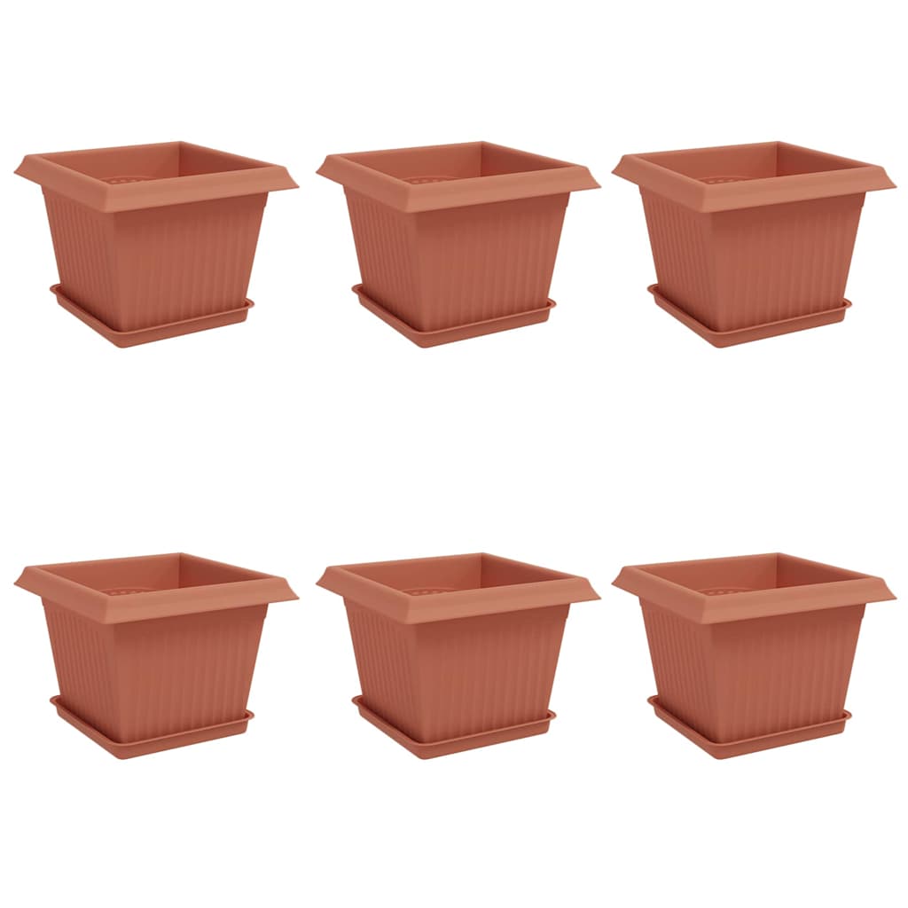 Saksije za biljke 6 pcs Crvena cigla 23 x 23 x 17,5 cm Plastika