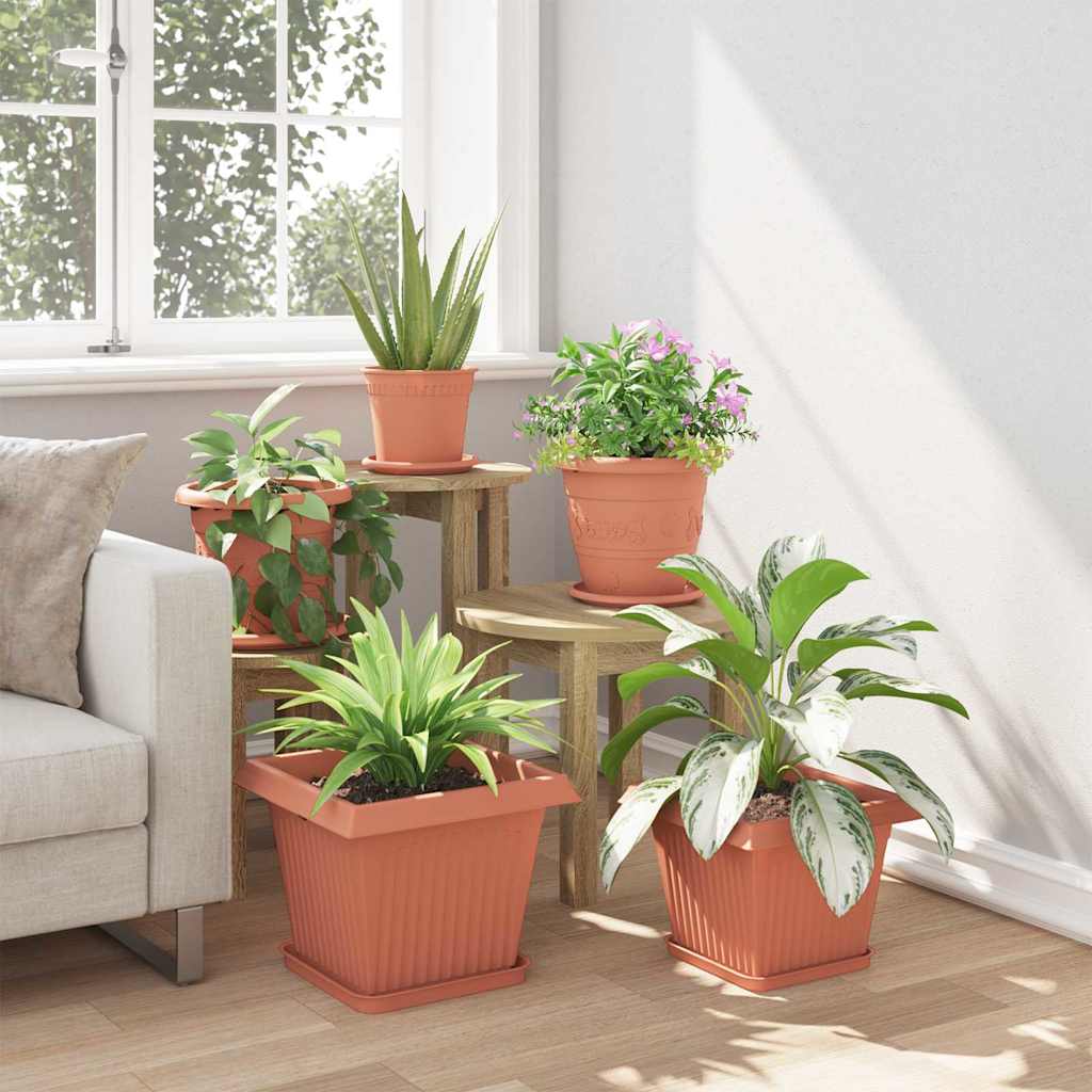 Saksije za biljke 6 pcs Crvena cigla 33 x 33 x 26 cm Plastika