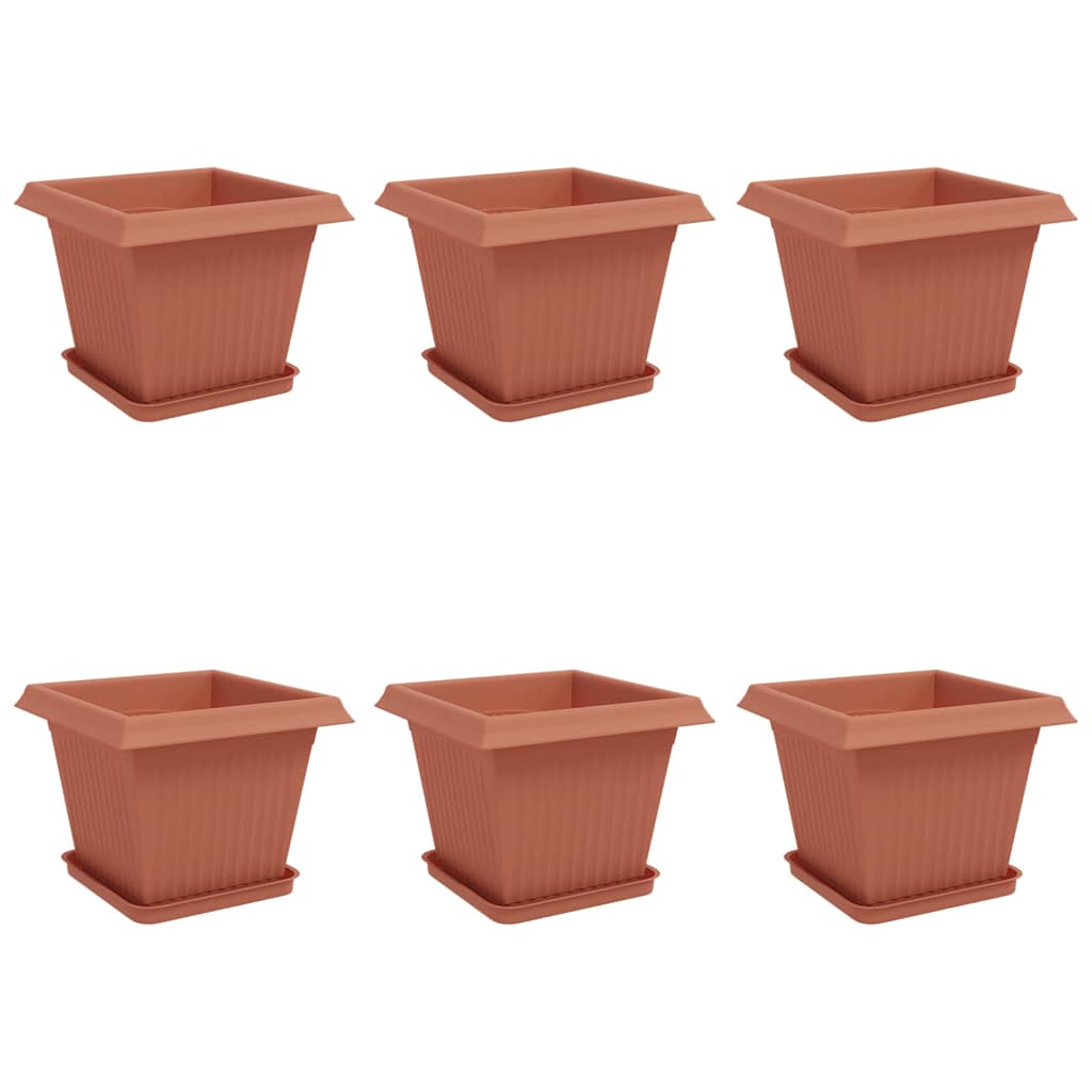 Saksije za biljke 6 pcs Crvena cigla 33 x 33 x 26 cm Plastika