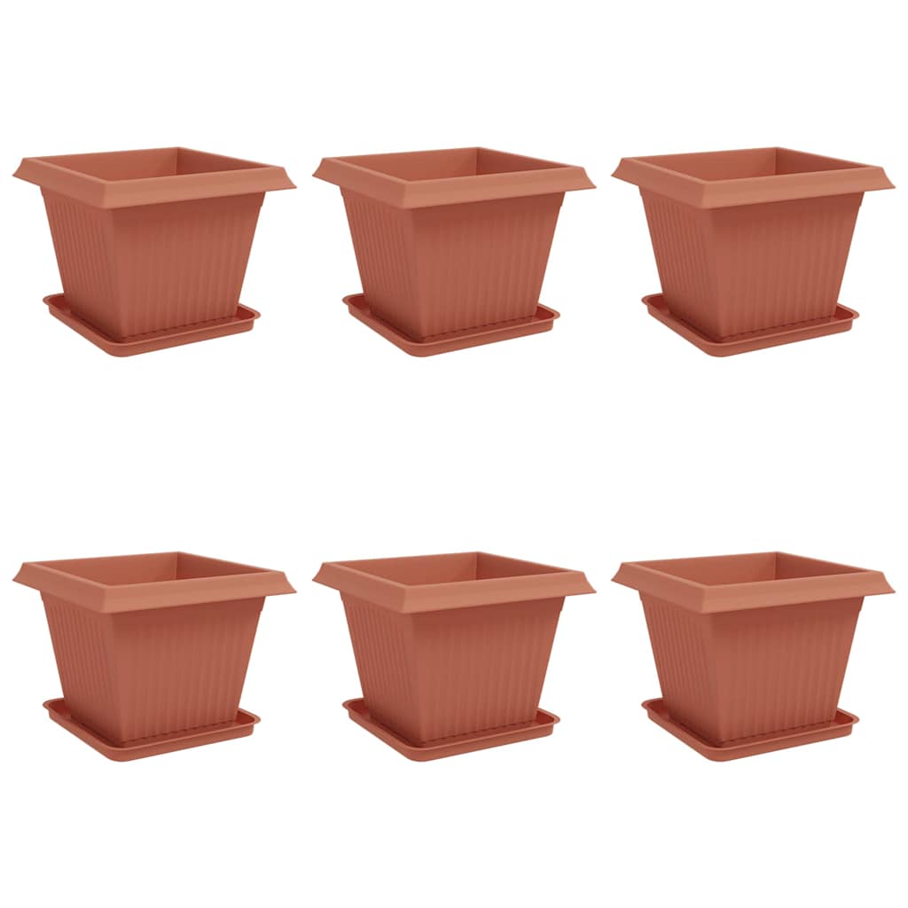 Saksije za biljke 6 pcs Crvena cigla 43 x 43 x 33,5 cm Plastika