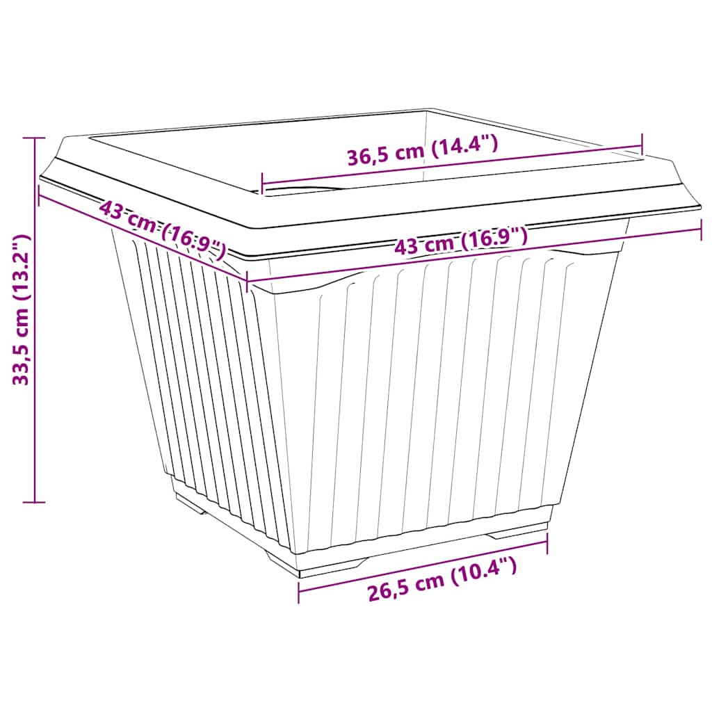 Saksije za biljke 6 pcs Crvena cigla 43 x 43 x 33,5 cm Plastika