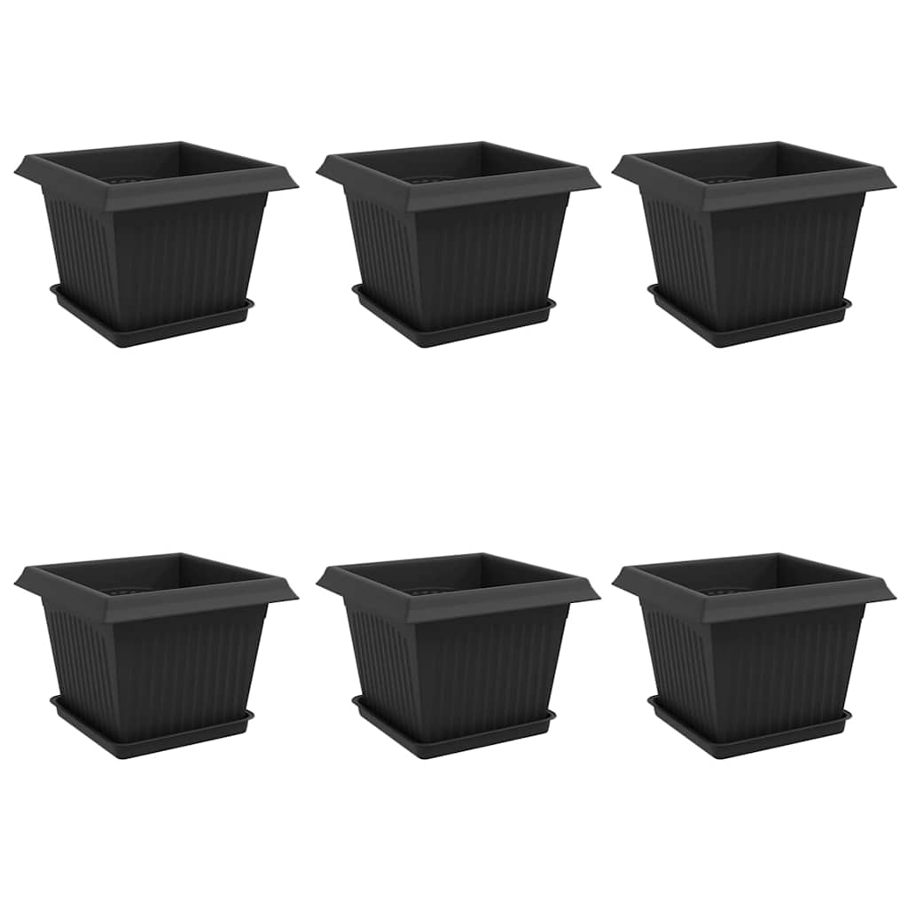 Saksije za biljke 6 pcs Crna 23 x 23 x 17,5 cm Plastika