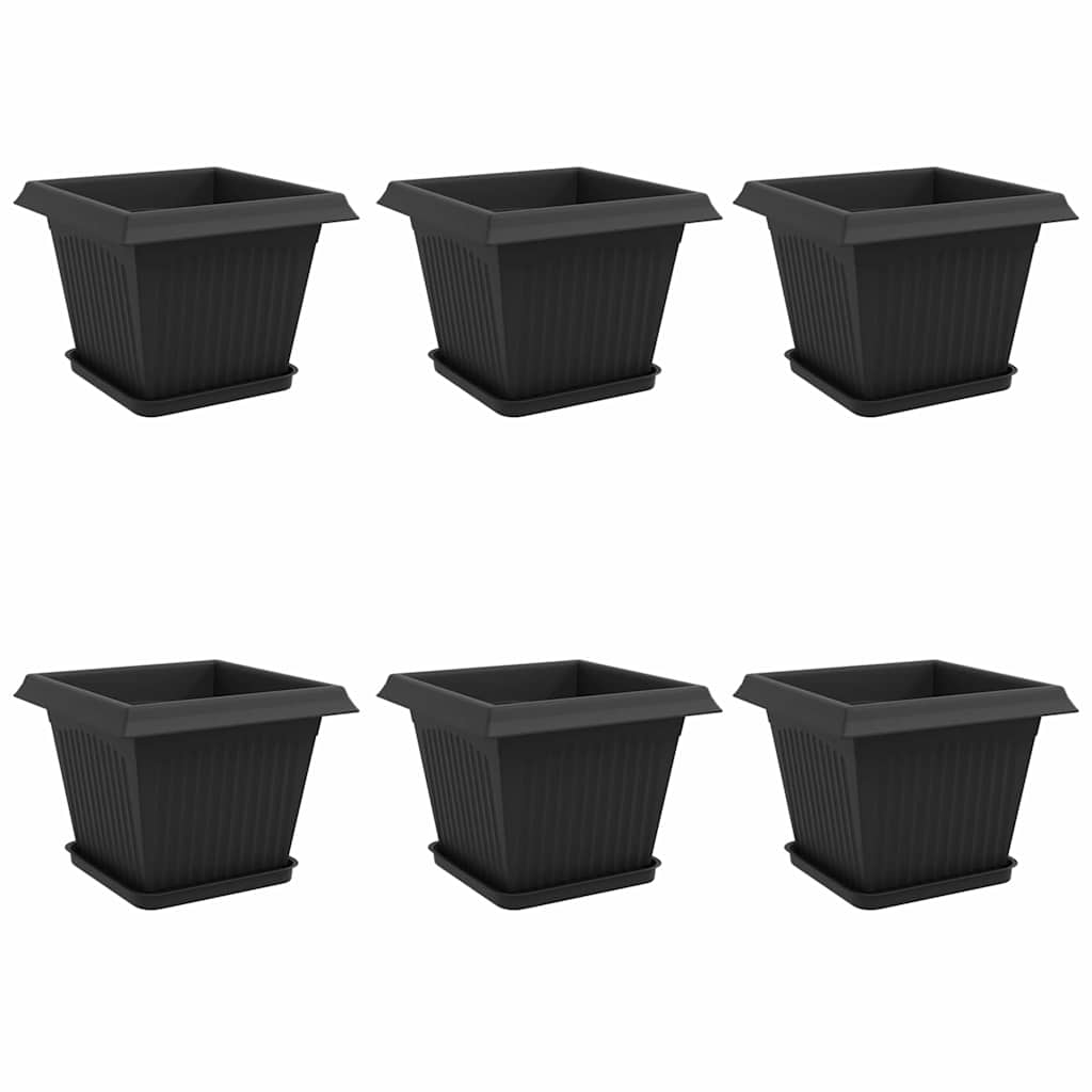 Saksije za biljke 6 pcs Crna 28,5 x 28,5 x 22 cm Plastika