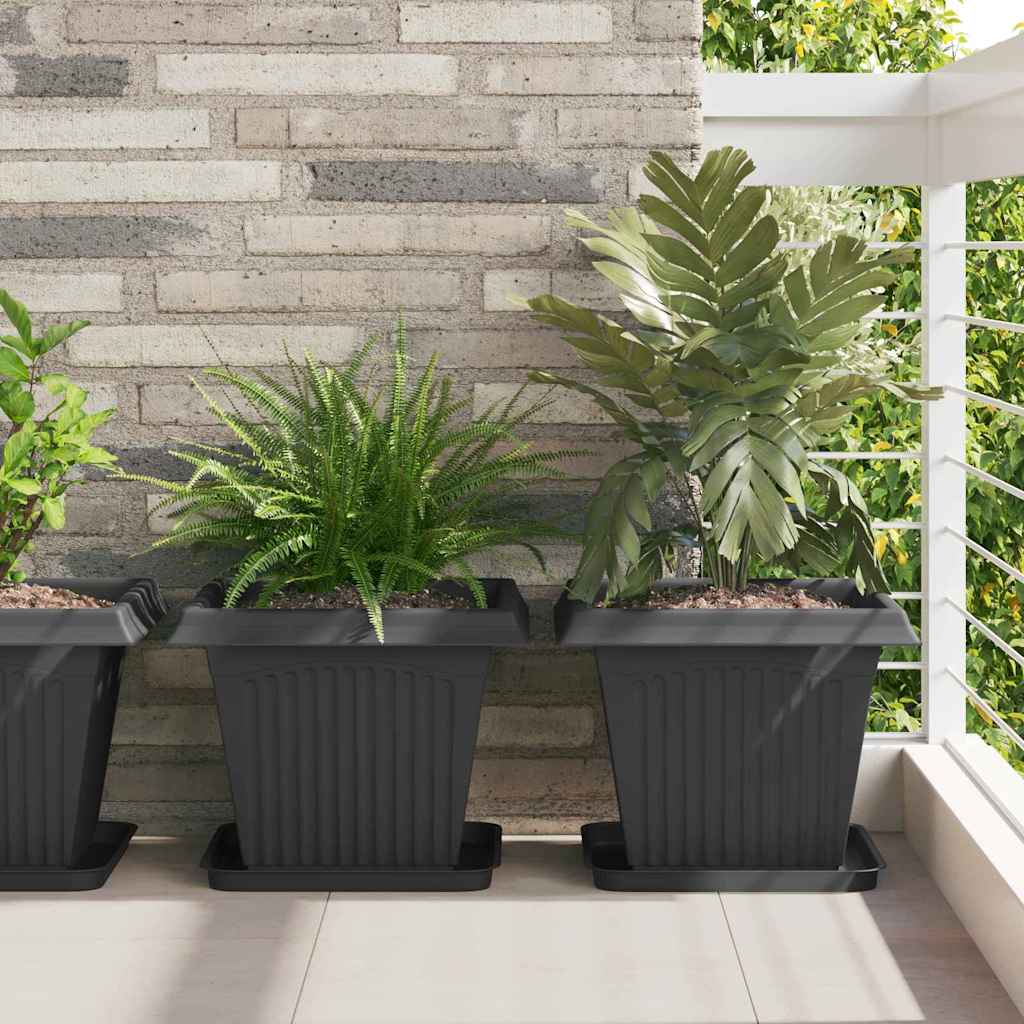 Saksije za biljke 6 pcs Crna 38 x 38 x 30 cm Plastika
