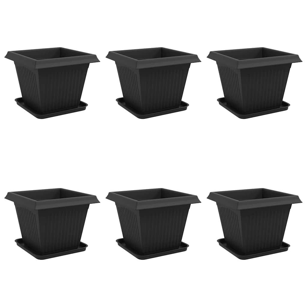 Saksije za biljke 6 pcs Crna 38 x 38 x 30 cm Plastika
