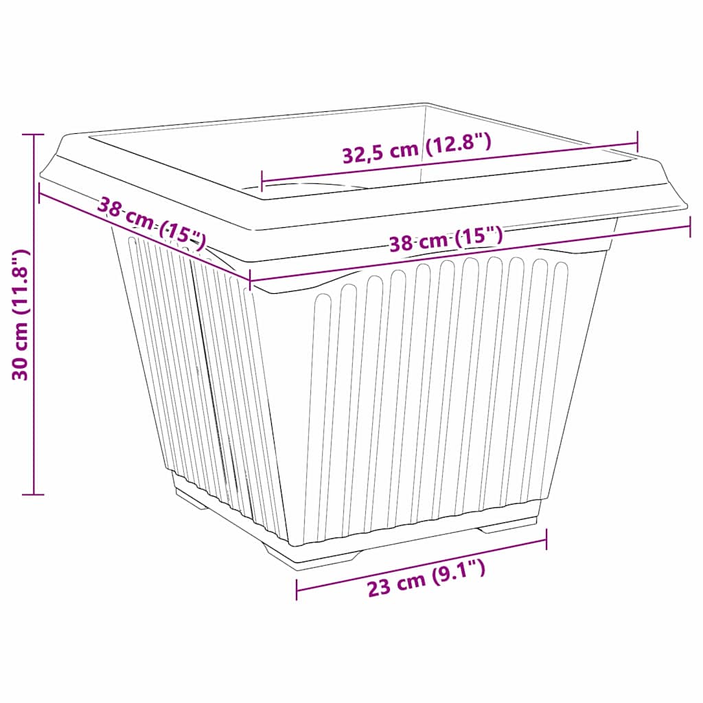 Saksije za biljke 6 pcs Crna 38 x 38 x 30 cm Plastika