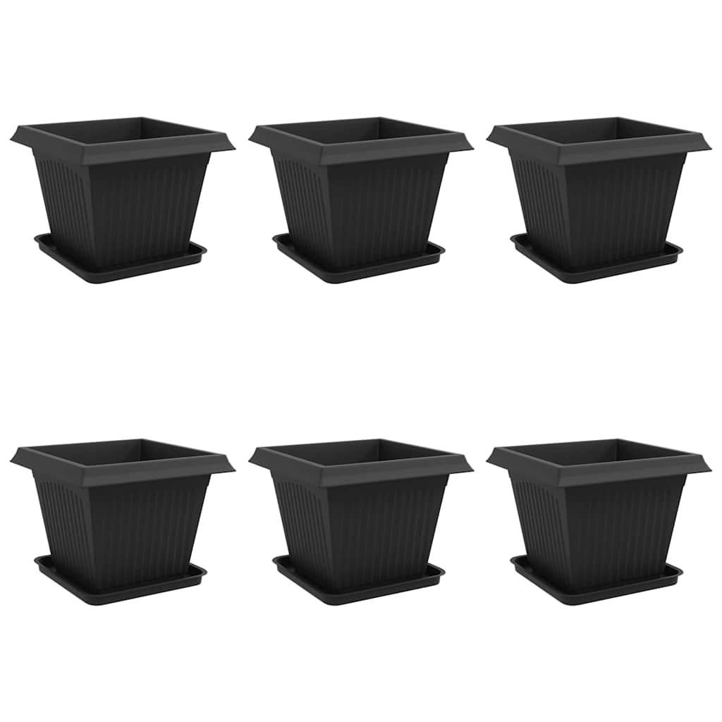 Saksije za biljke 6 pcs Crna 43 x 43 x 33,5 cm Plastika