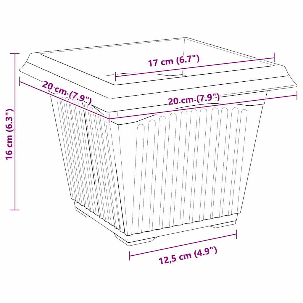 Saksije za biljke 24 pcs Crvena cigla 20 x 20 x 16 cm Plastika