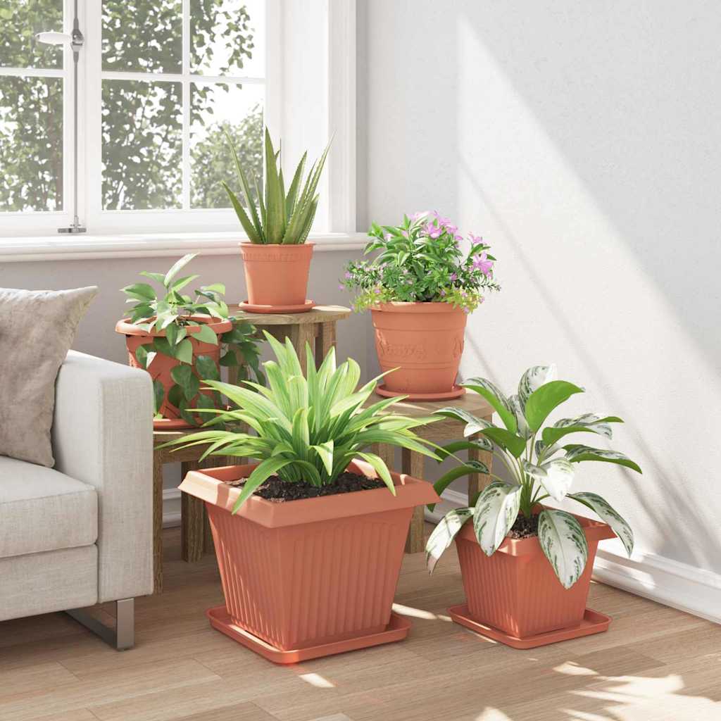 Saksije za biljke 24 pcs Crvena cigla 38 x 38 x 30 cm Plastika