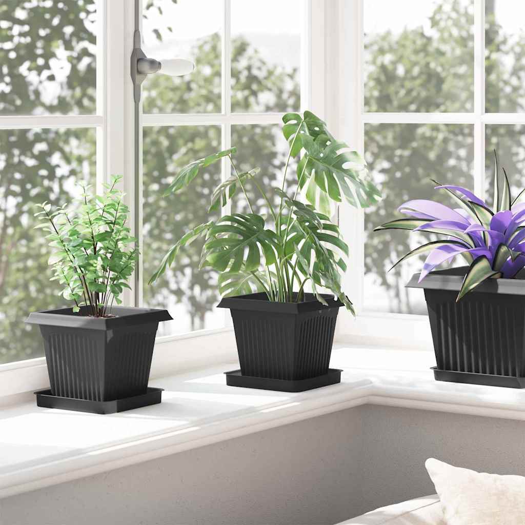 Saksije za biljke 24 pcs Crna 16 x 16 x 14 cm Plastika