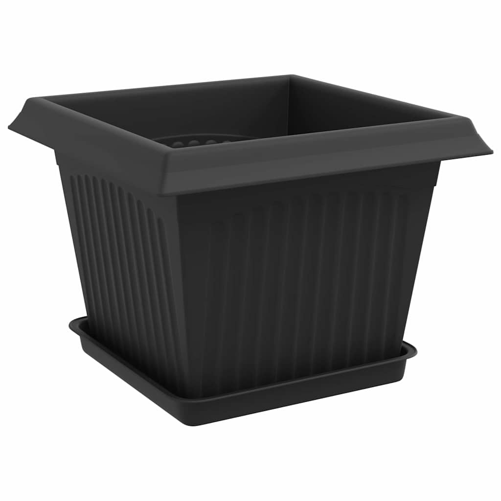 Saksije za biljke 24 pcs Crna 23 x 23 x 17,5 cm Plastika