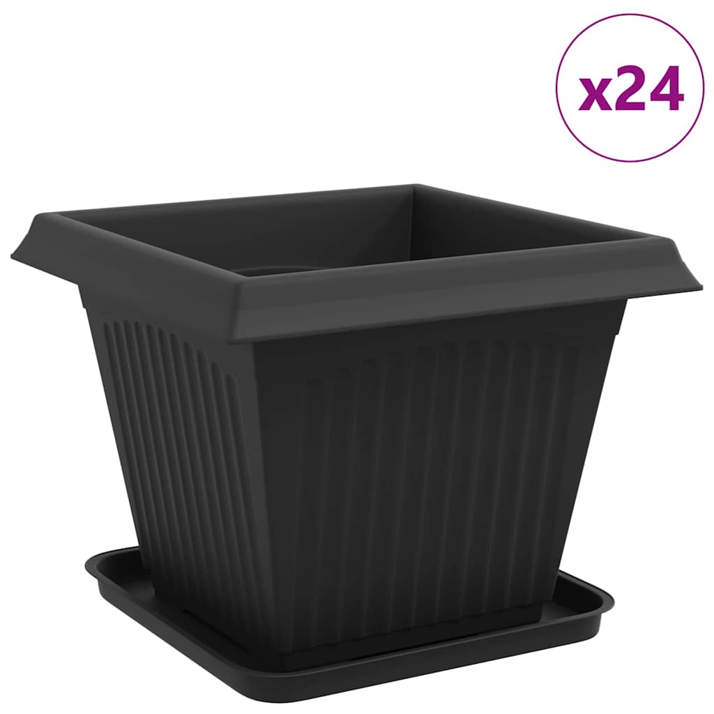 Saksije za biljke 24 pcs Crna 38 x 38 x 30 cm Plastika