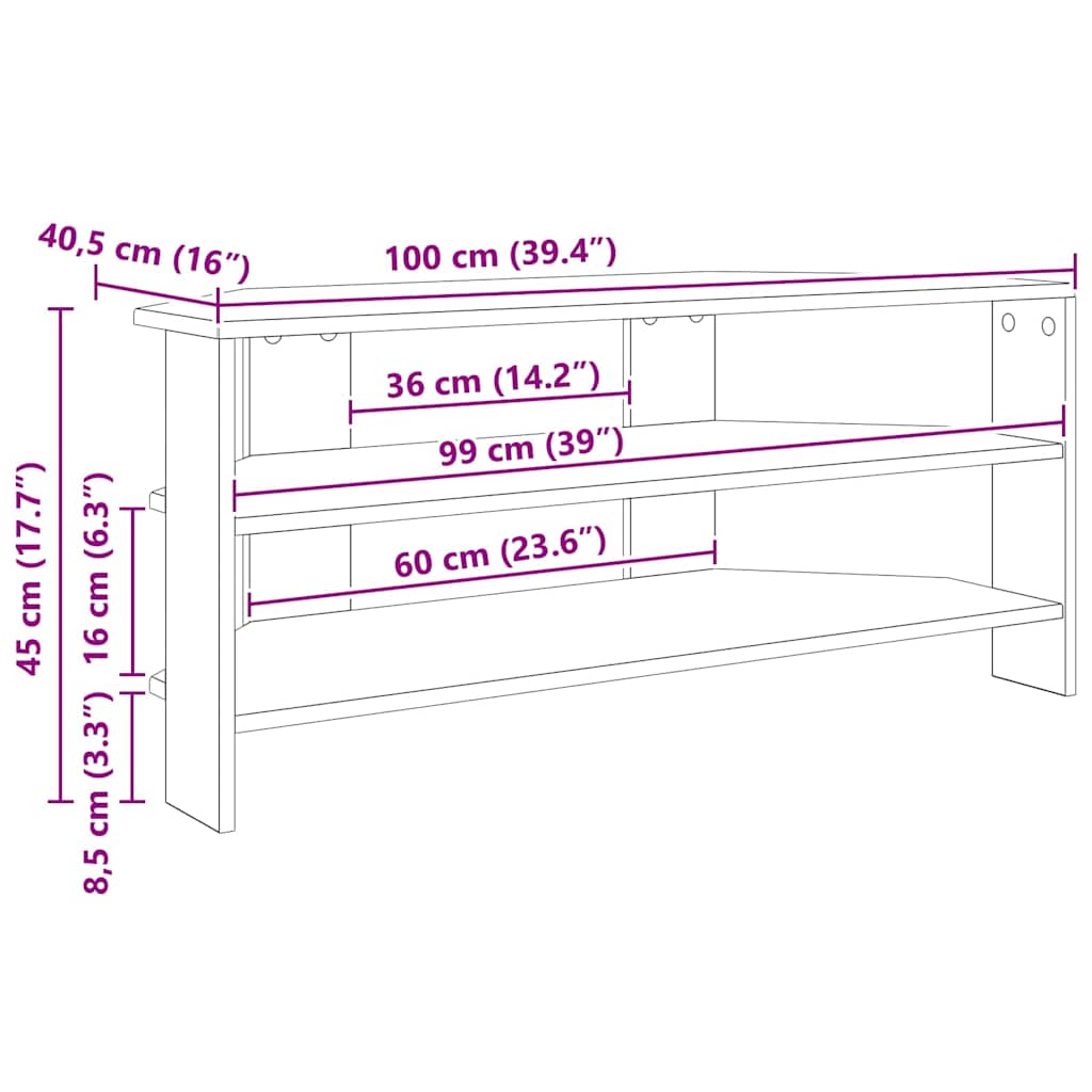 KutuskiTVormar Siva Sonoma 102x40,5x45cm Konstruirano drvo