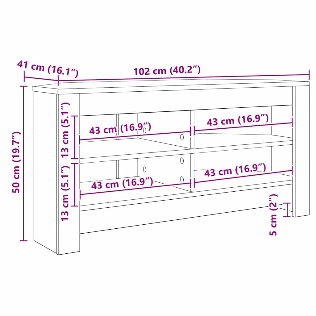KutuskiTVormar Sonoma hrast 102 x 40,5 x 45 cm