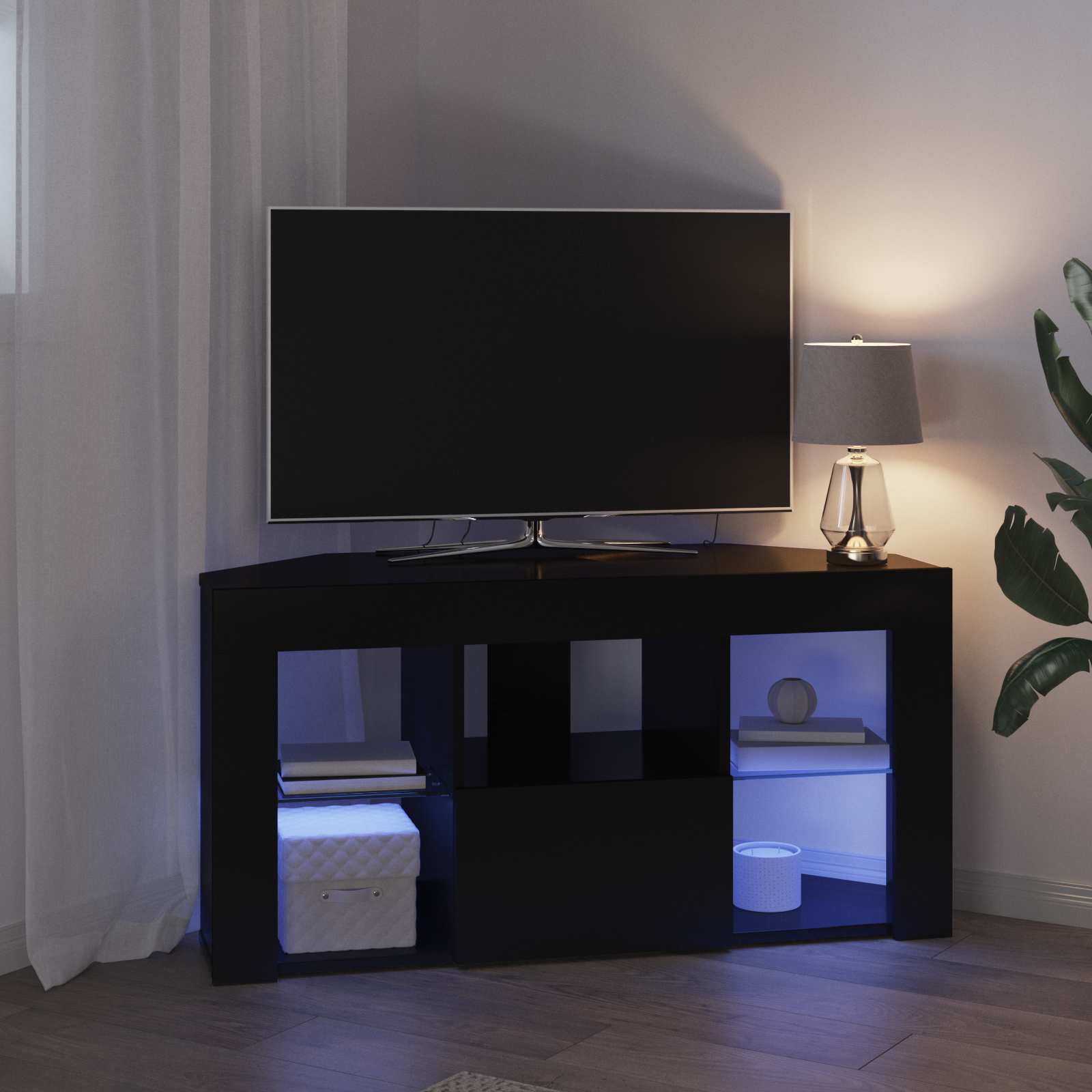 Kotni LED TV ormar Crna 100 x 40 x 50 cm Konstruirano drvo