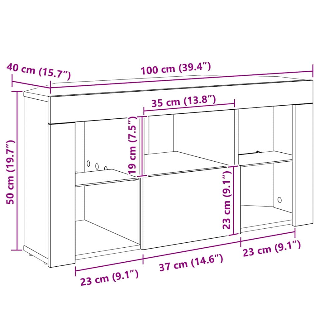 Kotni LED TV ormar Zidne Sonoma hrast 100 x 40 x 50 cm