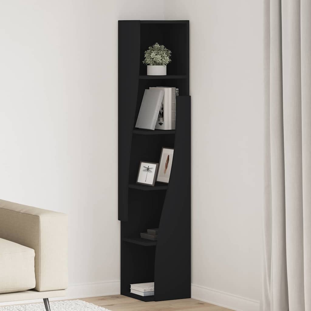 Kutni ormarić Crna 27,5x27x140cm Konstruirano drvo