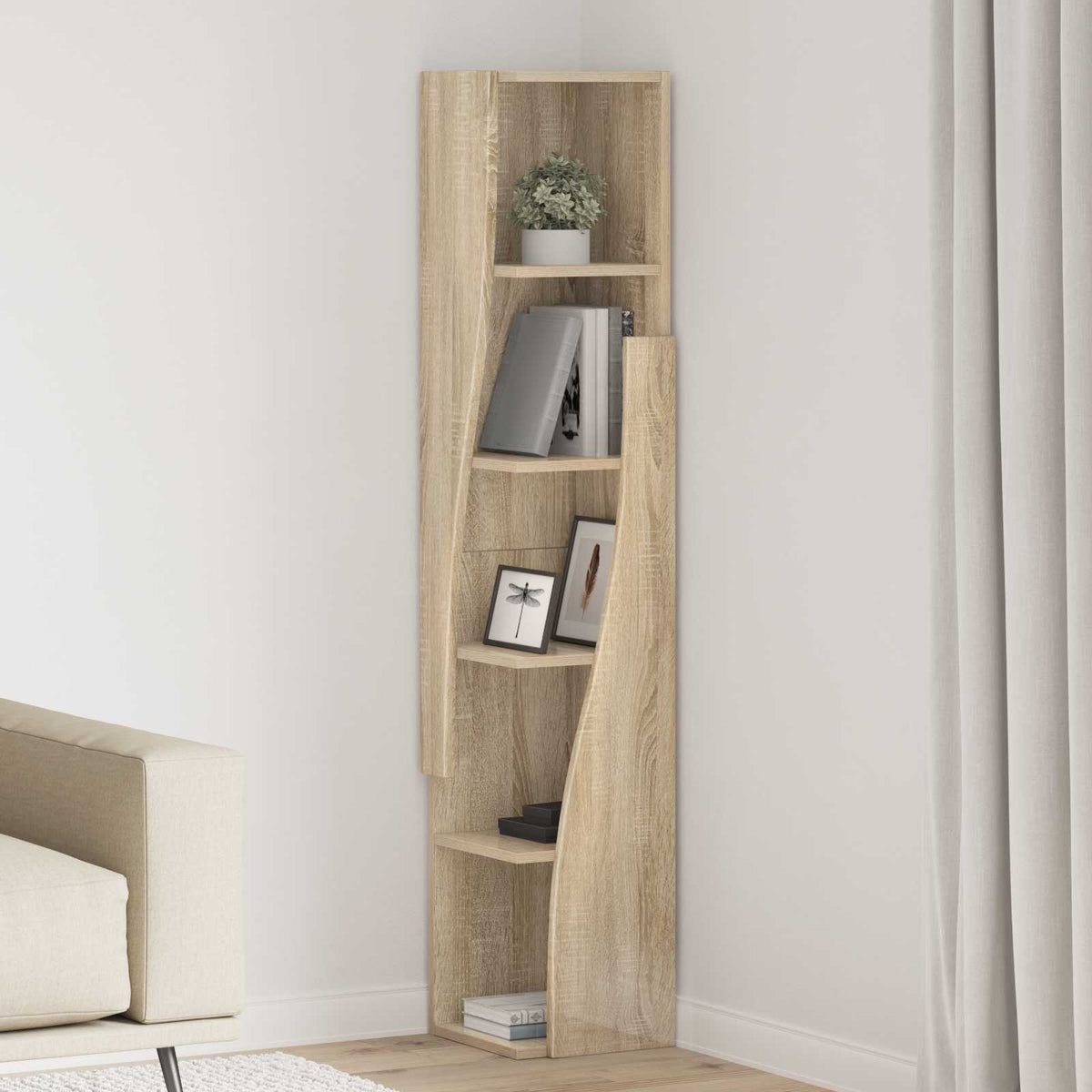 Kutni ormarić 27,5x27x140cm Konstruirano drvo Sonoma hrast