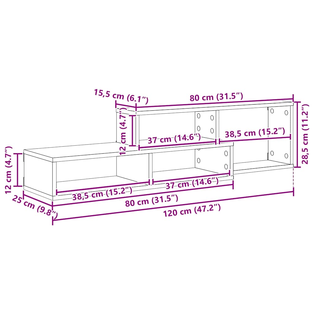 ZidniTVstalak 120x25x28,5cm Konstruirano drvo