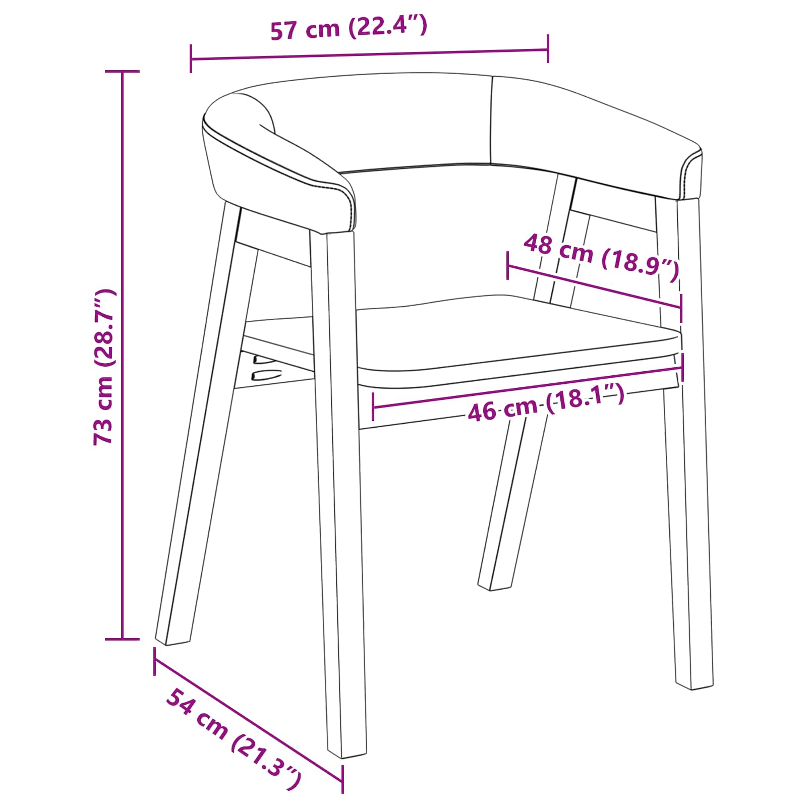 Trpezarijske stolice 2 pcs Bijelo 54 x 57 x 73 cm