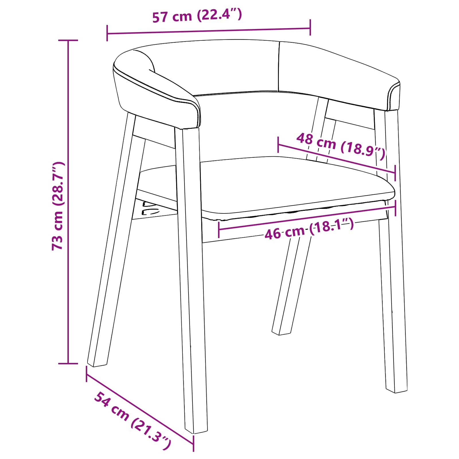 Trpezarijske stolice 2 pcs Bijelo 54 x 57 x 73 cm
