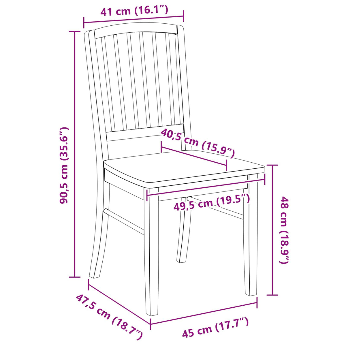 Trpezarijske stolice 2 pcs Prirodna 50 x 52,5 x 91 cm