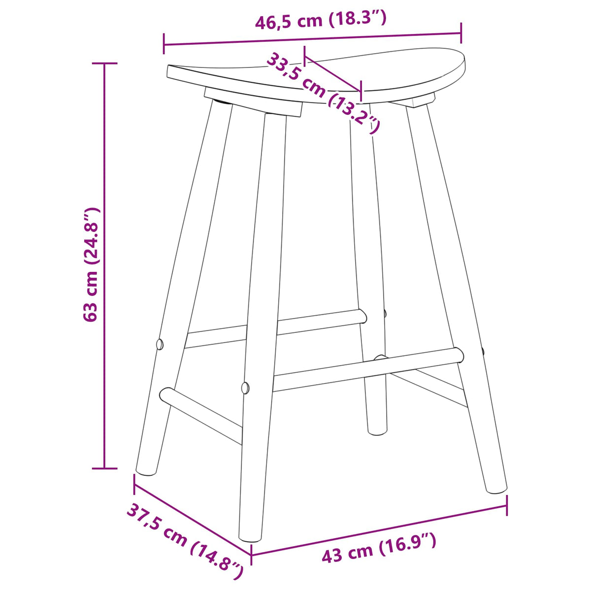 Trpezarijske stolice 2 pcs Bijelo 46 x 37 x 63 cm