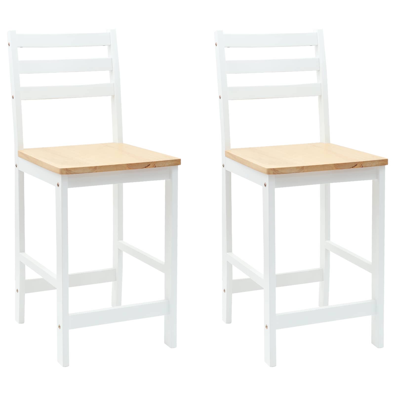 Trpezarijske stolice 2 pcs Čvrsto drvo od gume Bijelo