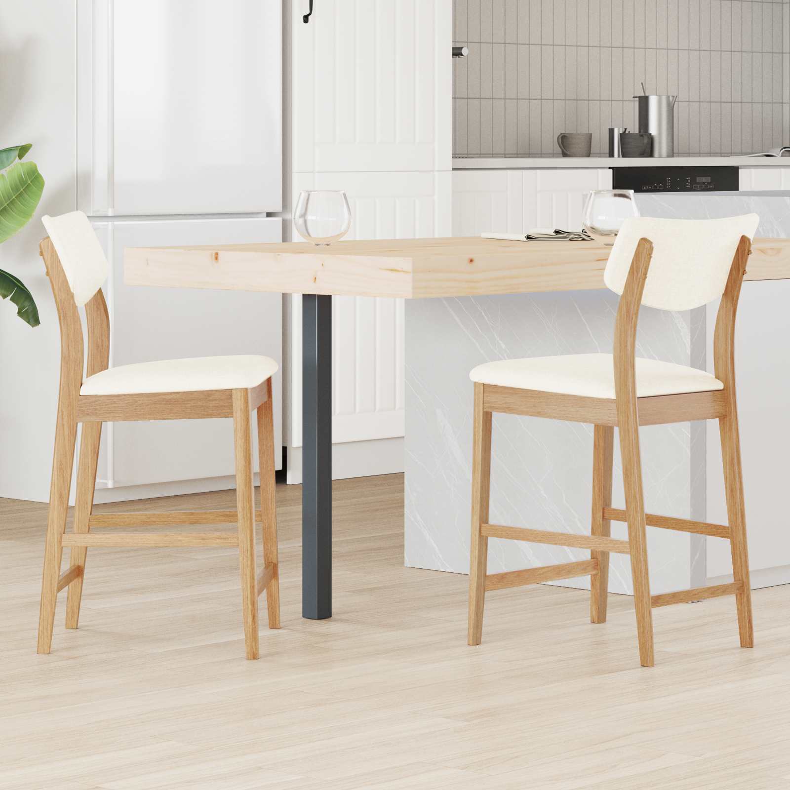 Trpezarijske stolice 2 pcs Prirodna 48 x 49 x 95 cm