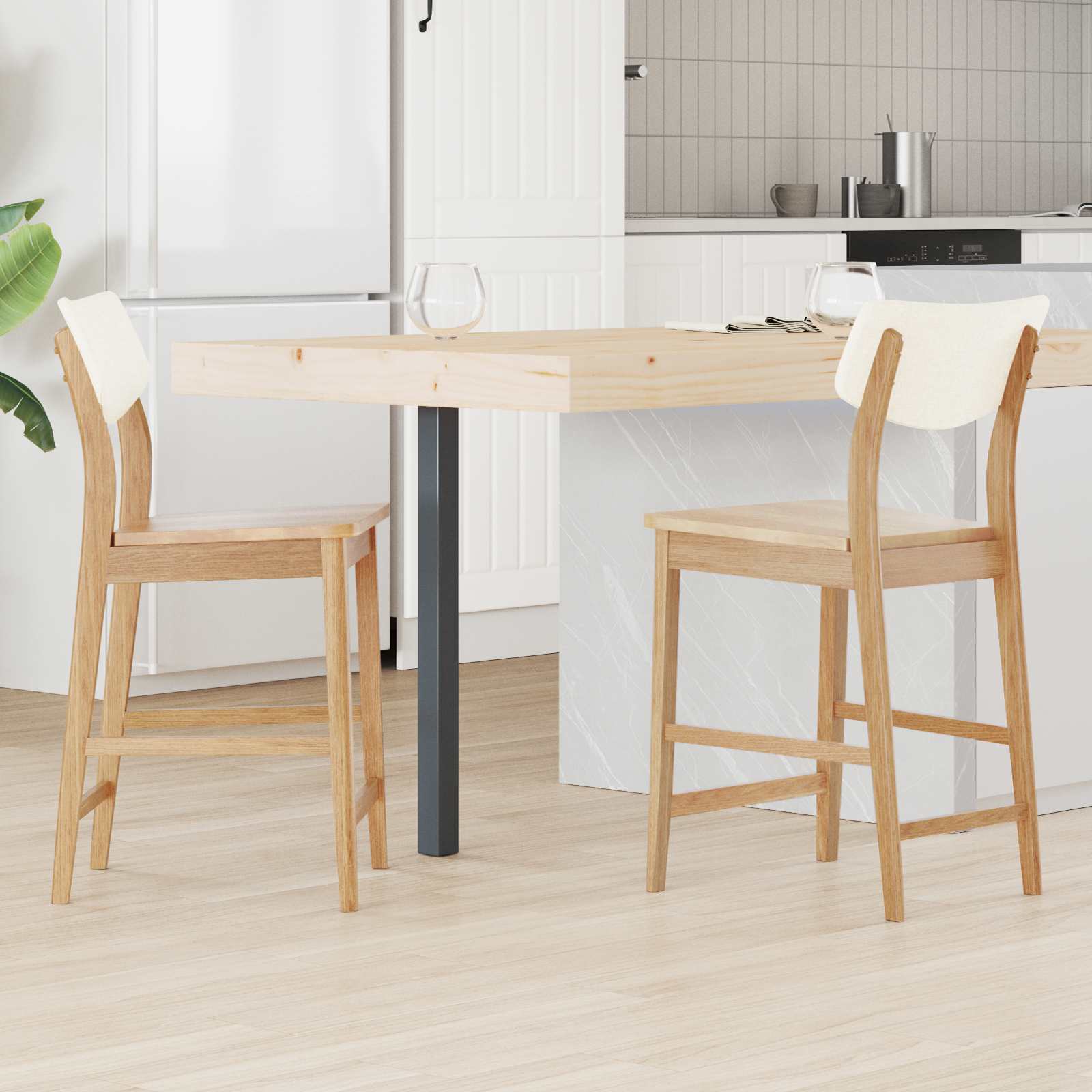 Trpezarijske stolice 2 pcs Prirodna 48 x 49 x 95 cm