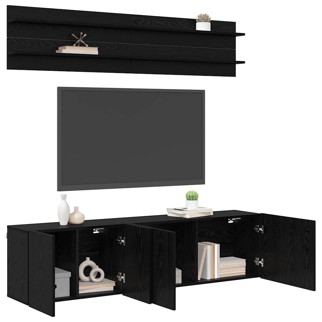 TV Jedinice Zidne 6 pcs Crni hrast Konstruirano drvo