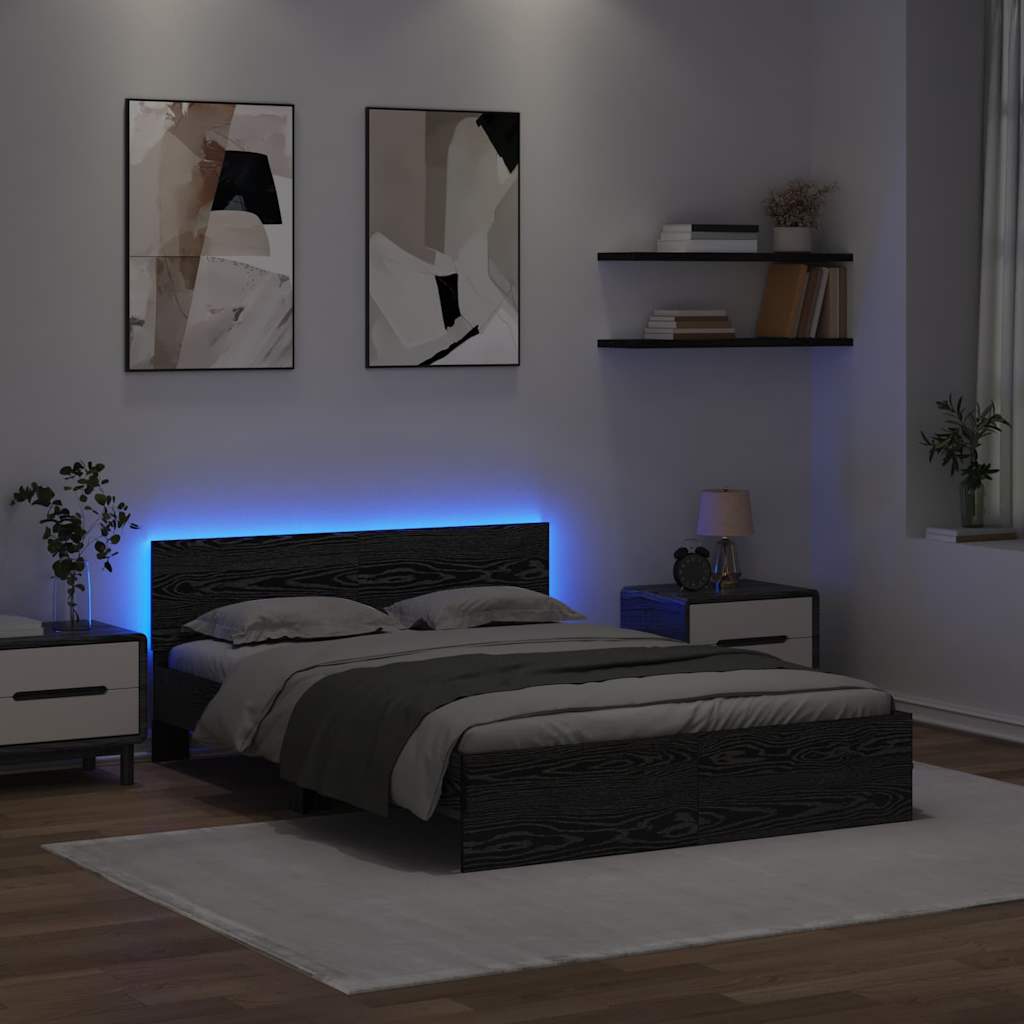 Krevetna konstrukcija Crni hrast 135 x 190 cm Konstruirano drvo
