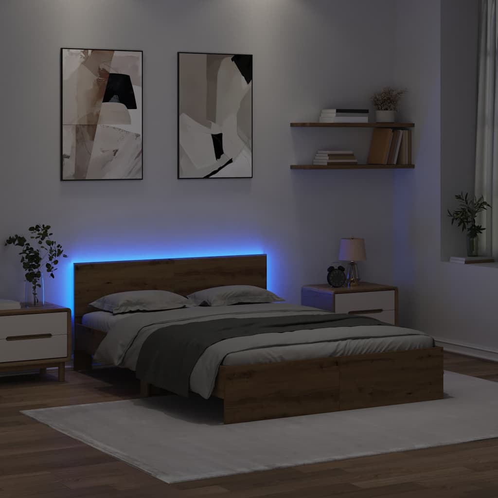 Krevetna konstrukcija Umjetnički hrast 150 x 200 cm