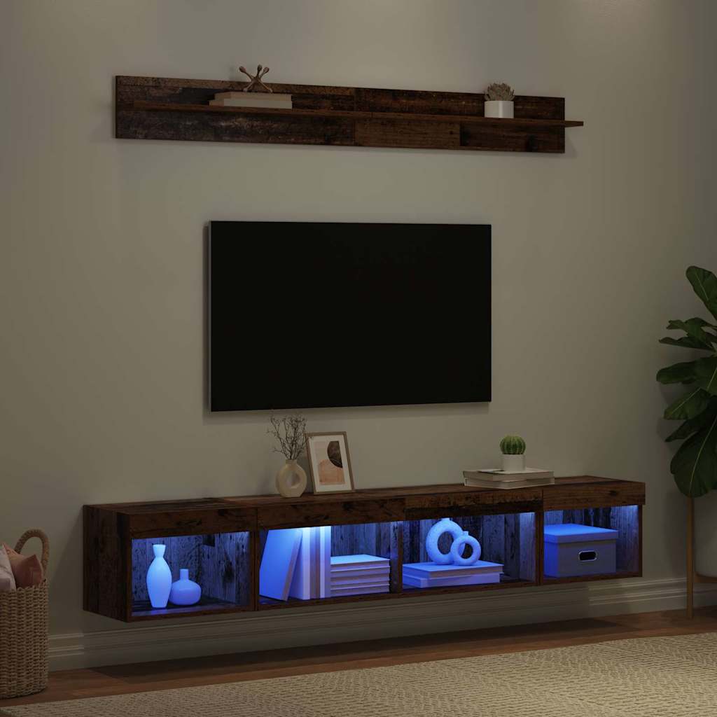 Set zidnog ormarića za TV 5 pcs Staro drvo Konstruirano drvo