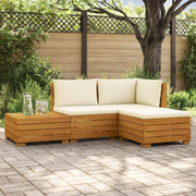 Set vanjskih sofa s jastukom 4 Komad Smeđa Čvrsto drvo akacije