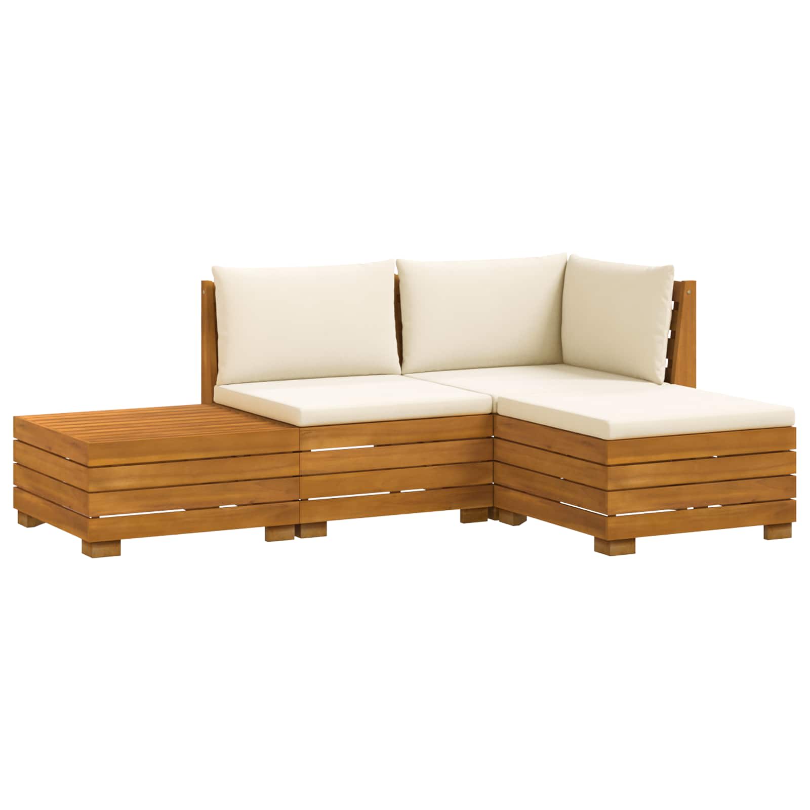 Set vanjskih sofa s jastukom 4 Komad Smeđa Čvrsto drvo akacije