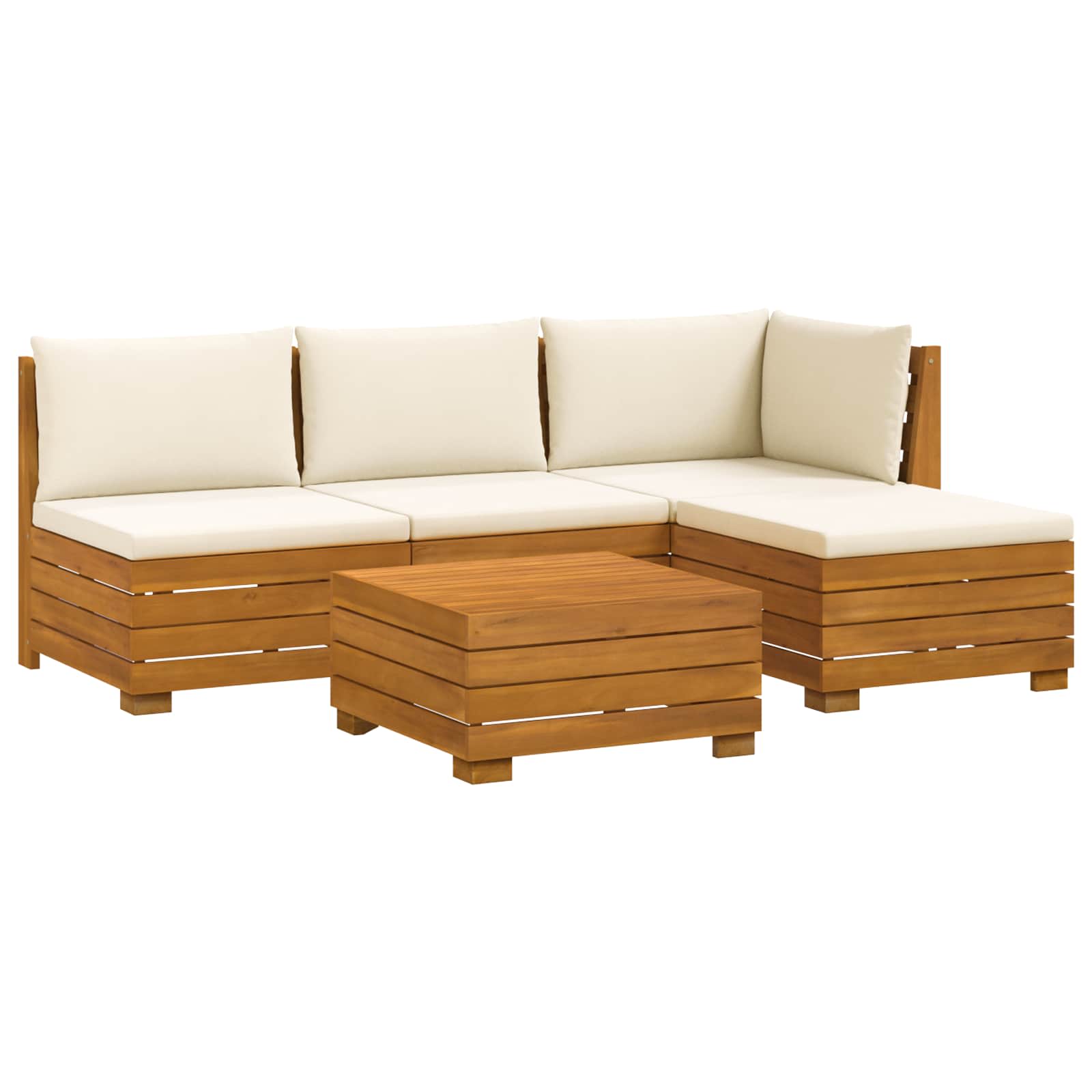 Set vanjskih sofa s jastukom 5 Komad Smeđa Čvrsto drvo akacije