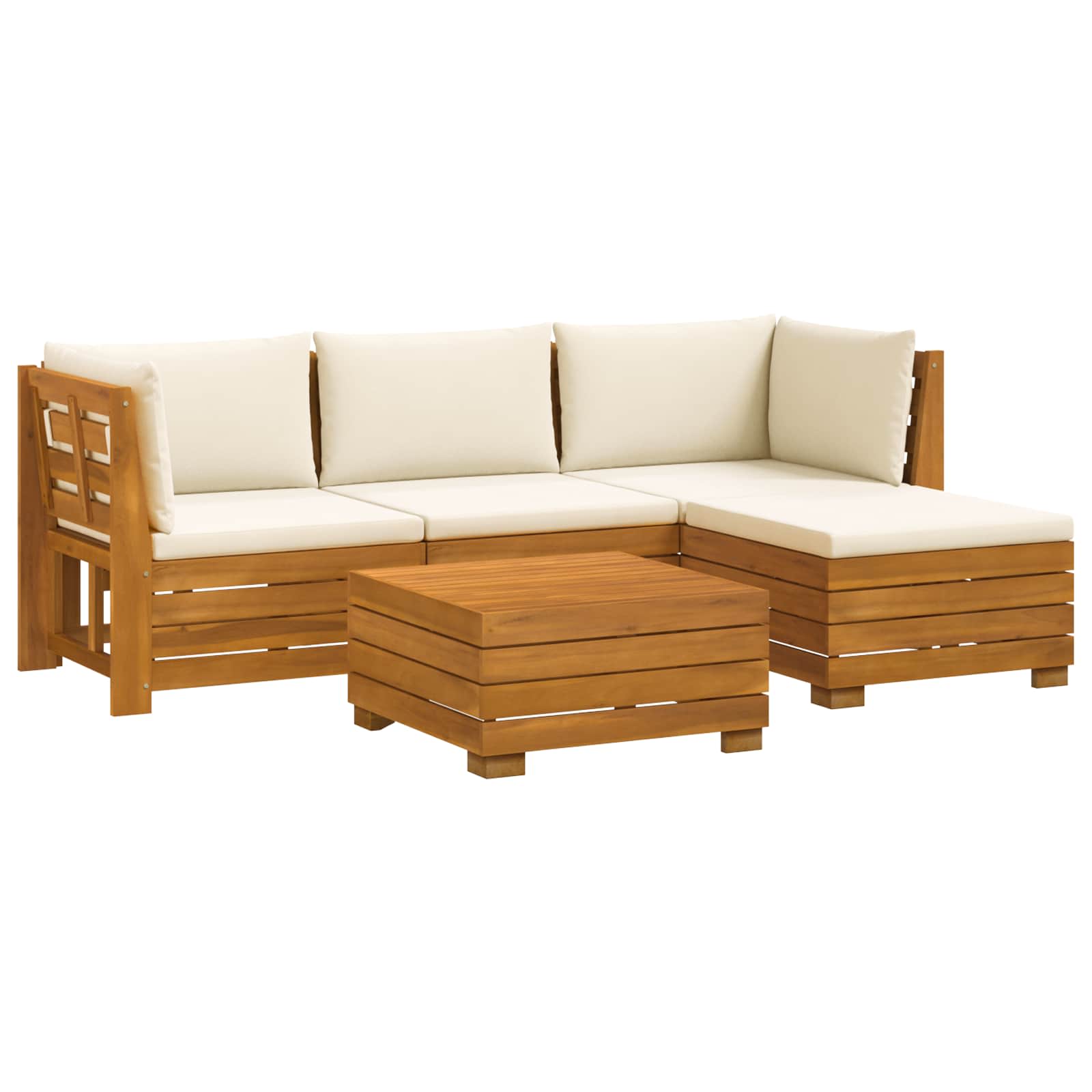 Set vanjskih sofa s jastukom 5 Komad Smeđa Čvrsto drvo akacije