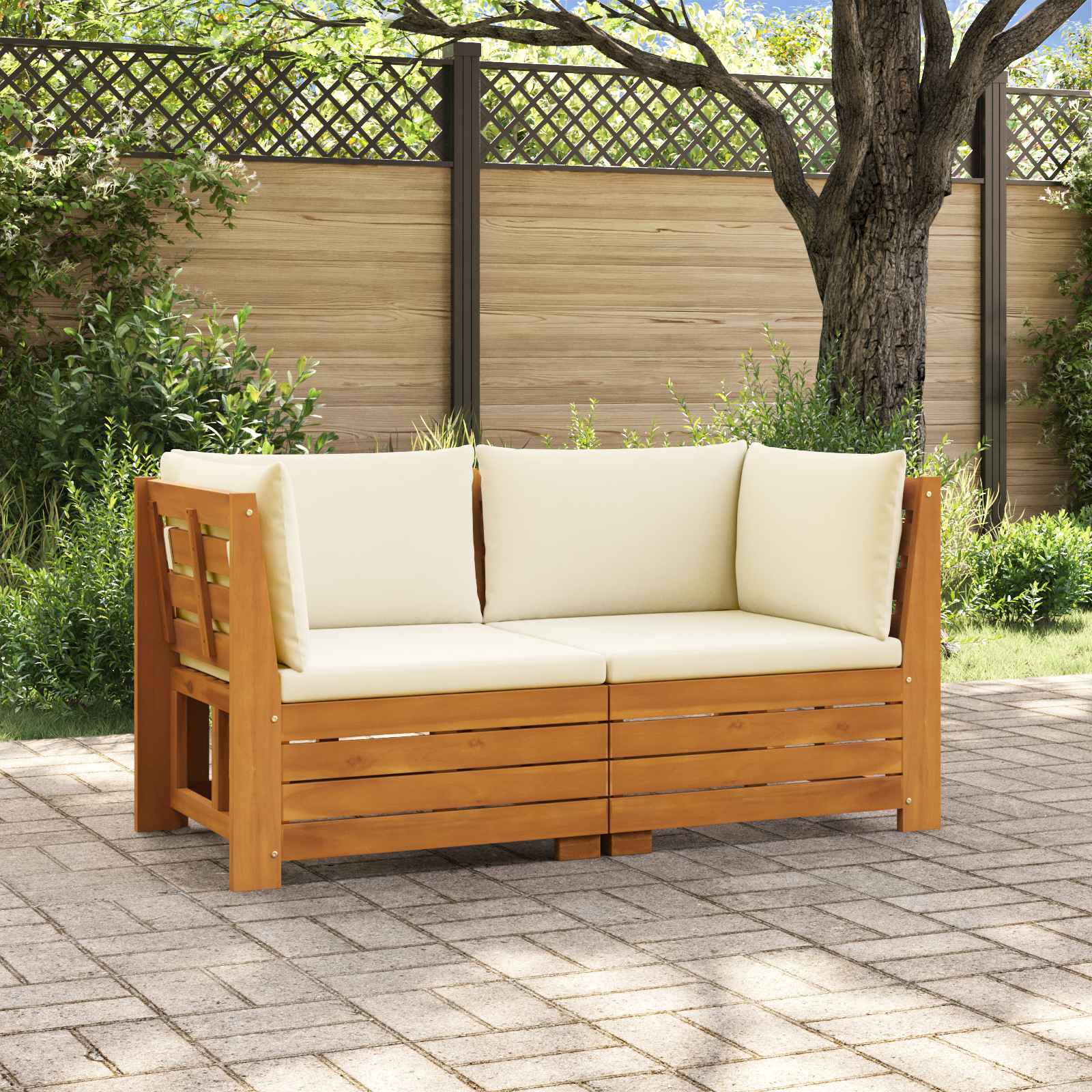 Set vanjskih sofa s jastukom 2 Komad Smeđa Čvrsto drvo akacije