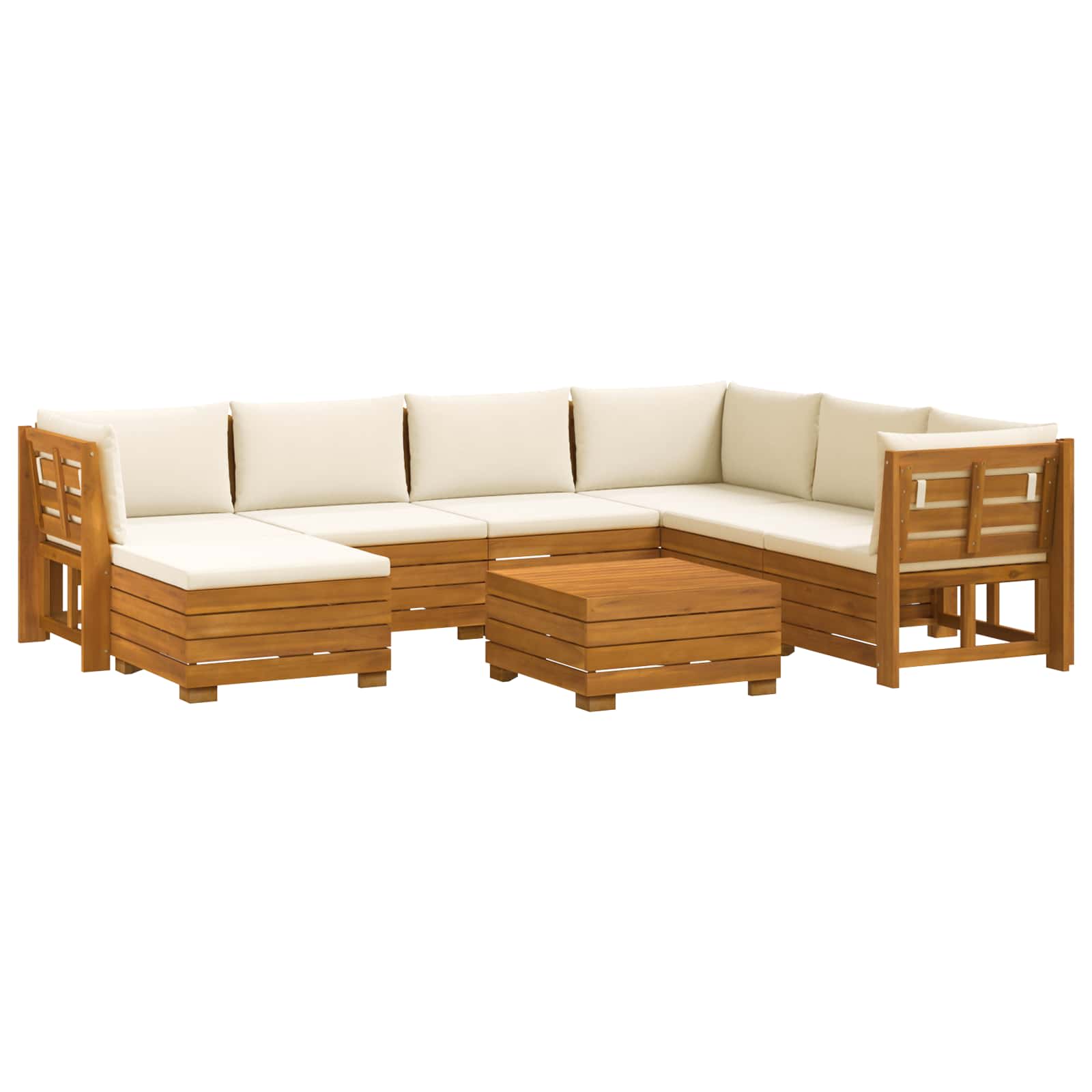 Set vanjskih sofa s jastukom 8 Komad Smeđa Čvrsto drvo akacije