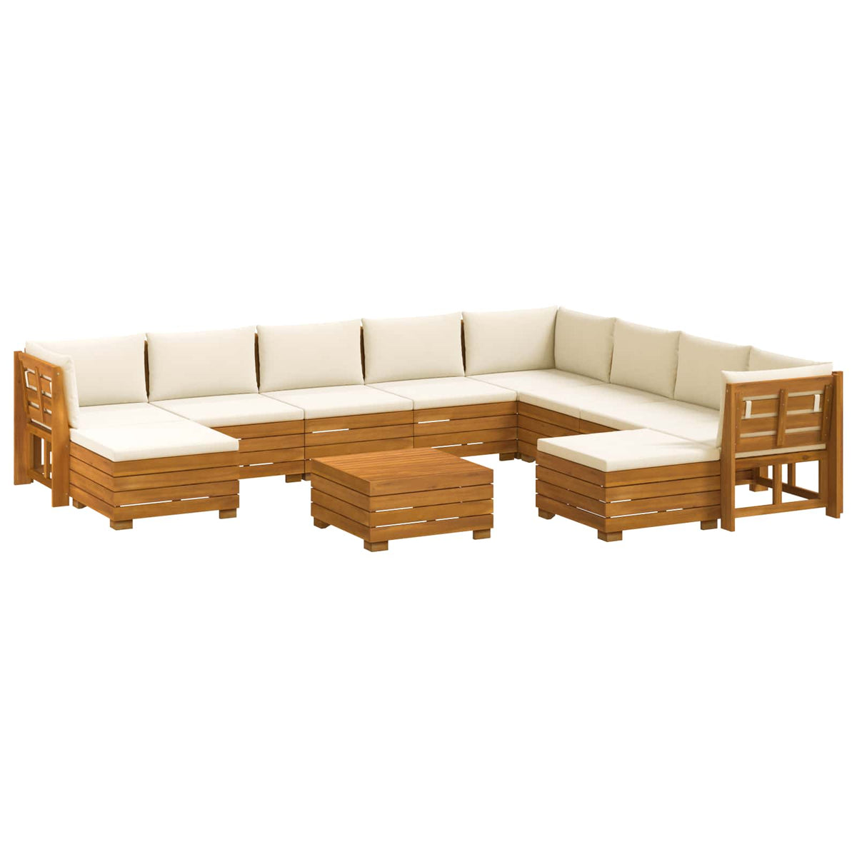 Set vanjskih sofa s jastukom 11 Komad Smeđa Čvrsto drvo akacije