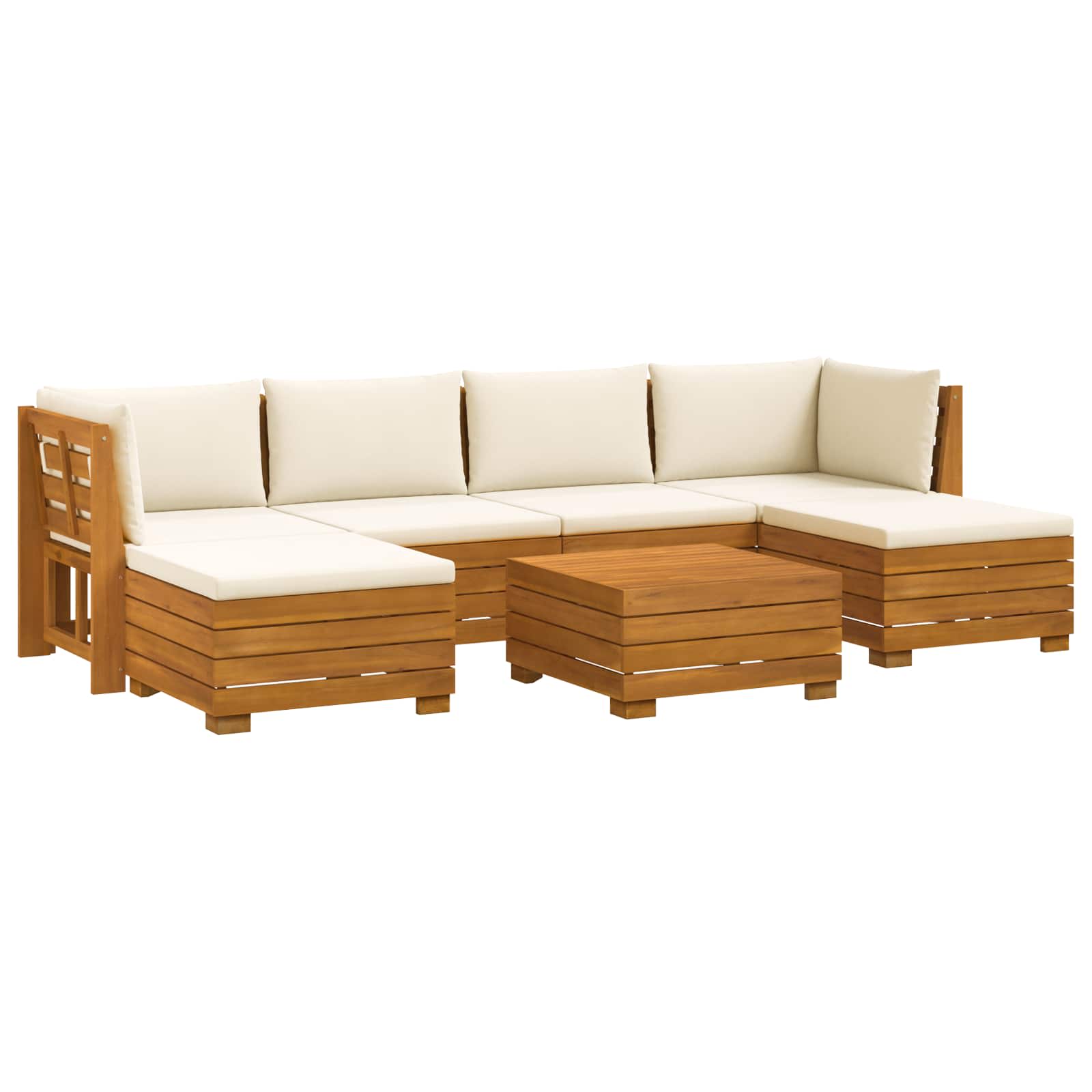 Set vanjskih sofa s jastukom 7 Komad Smeđa Čvrsto drvo akacije